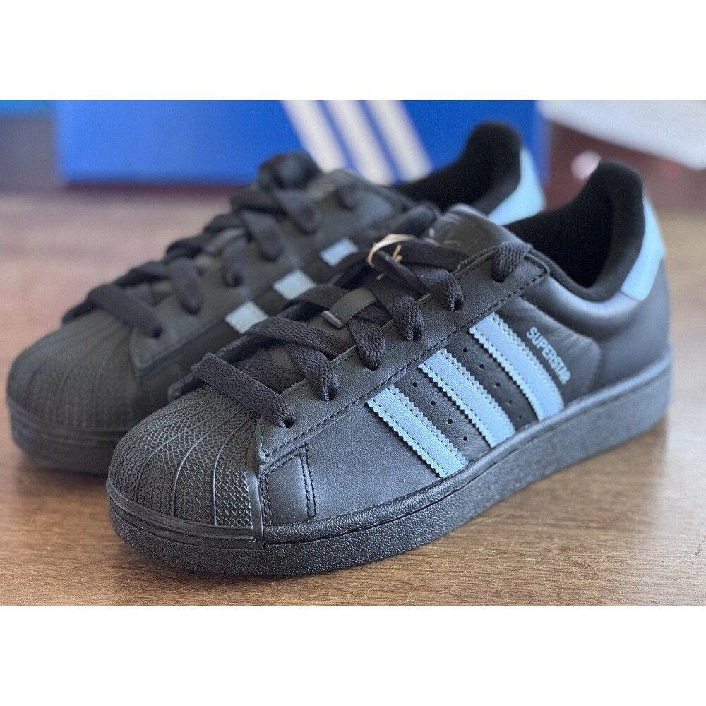 Women’s Size 6.5 adidas Superstar II W Black Ash Blue Core Black JS1338 NIB